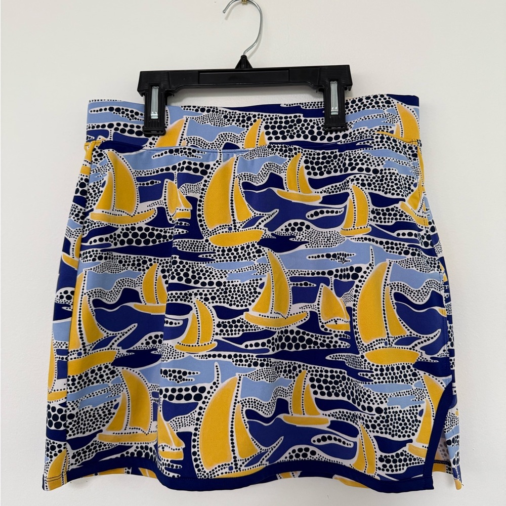 Sailboat Print Skirt in Blue and Yellow